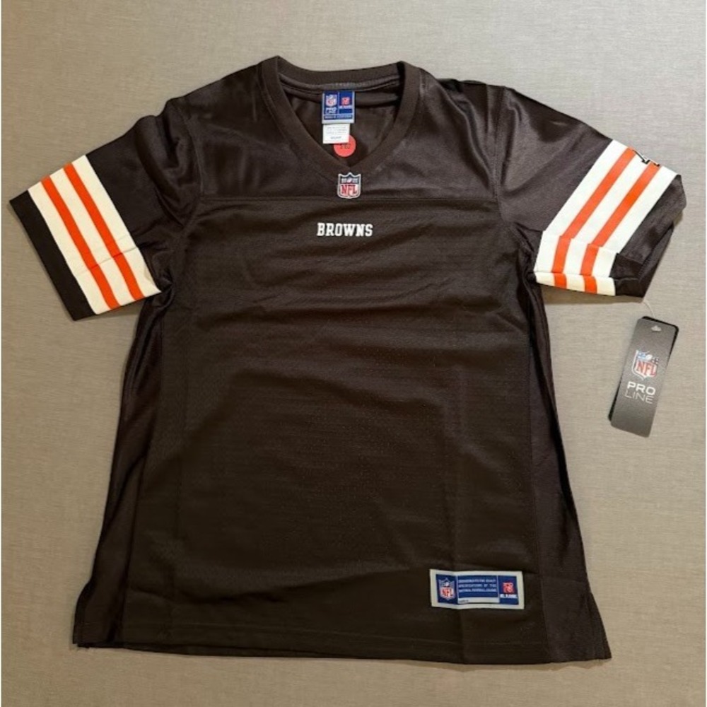 Cleveland Browns NFL Pro Line Jersey Women Small Brown Blank Short‎ Sleeve.